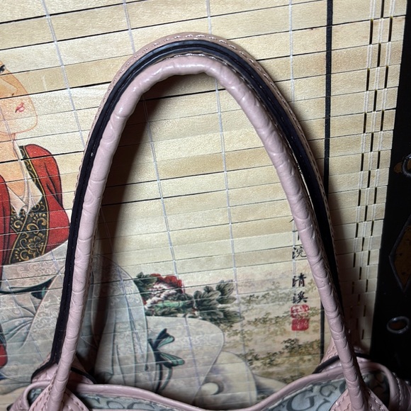 GUESS Soft Dusty Pink Tote Bag Silver Triangle Rhinestones 15.5”Lx9.5”Hx6.5”W - Picture 9 of 17